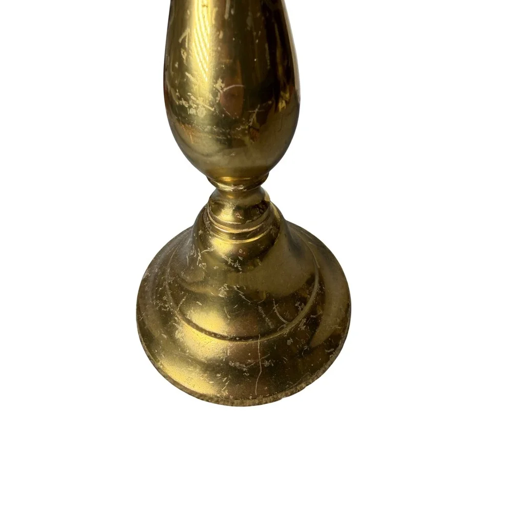 Vintage Solid Brass Candlestick Holder Made in India Baluster Style Gold Tone